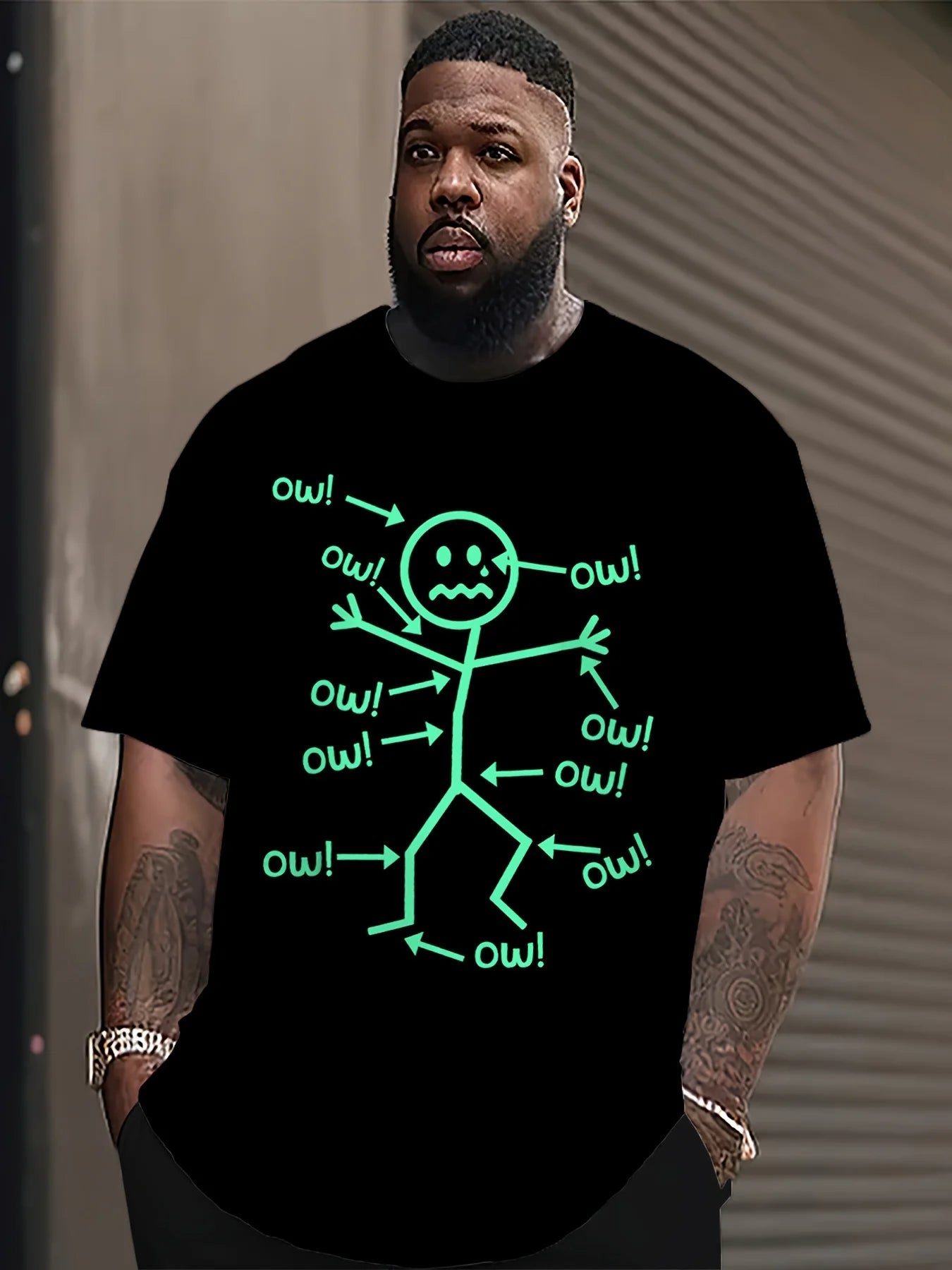 Men's Plus Size Funny Graphic T Shirt Vintage Stained Glass Print Crew Neck Short Sleeve Casual Comfort Tee Clothes for Men