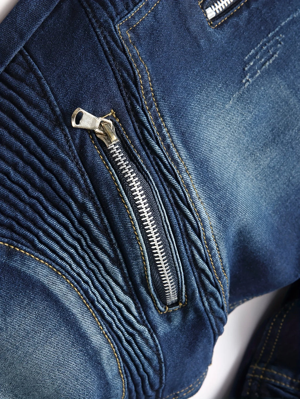 Men's ribbed jeans, elastic straight leg denim pants, washed bicycle distressed jeans